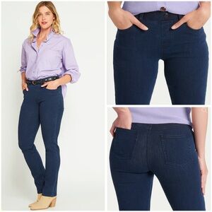 Betabrand dark indigo blue mid-rise 4 pocket stretch pull-on yoga denim pants